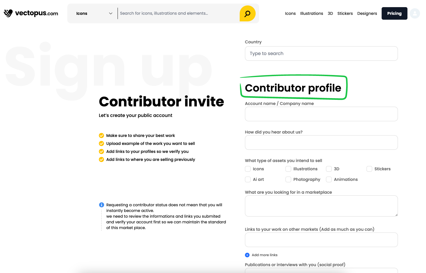 Switch to contributor profile