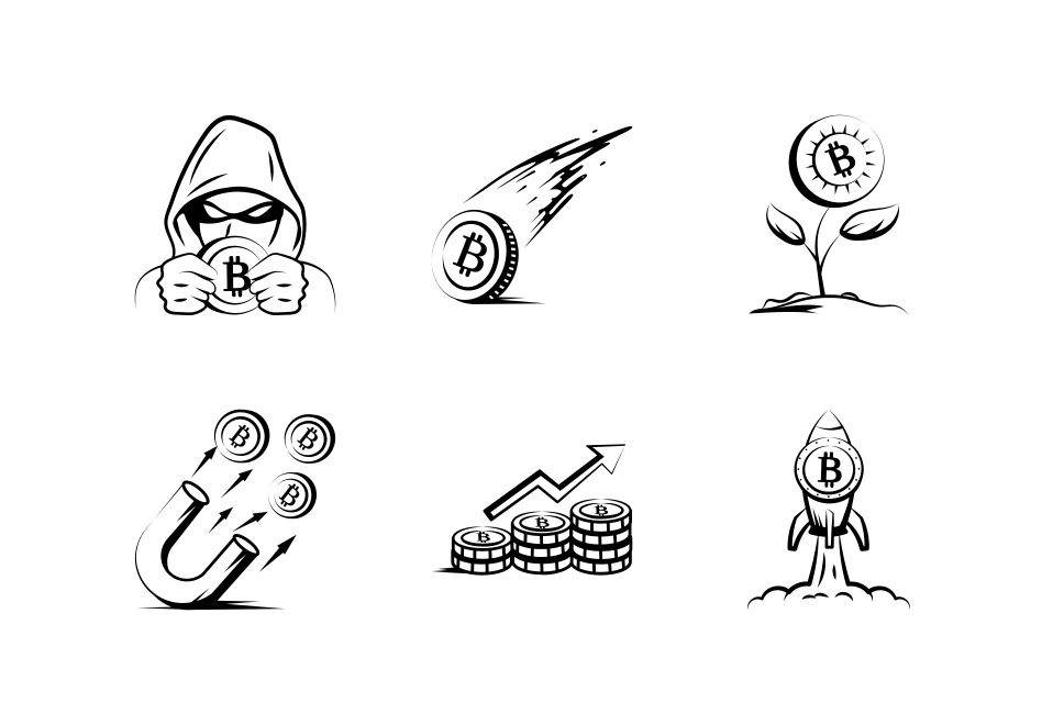 Bitcoin Trading Doodle Art Set Large Set Preview