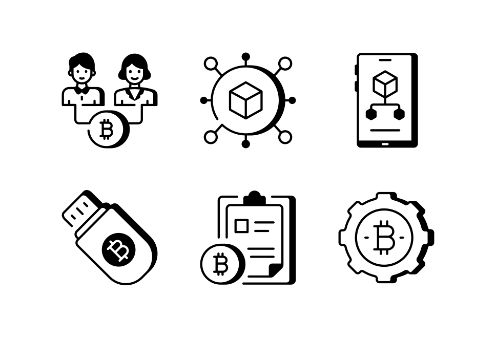 Blockchain Technology Icon Set Large Set Preview