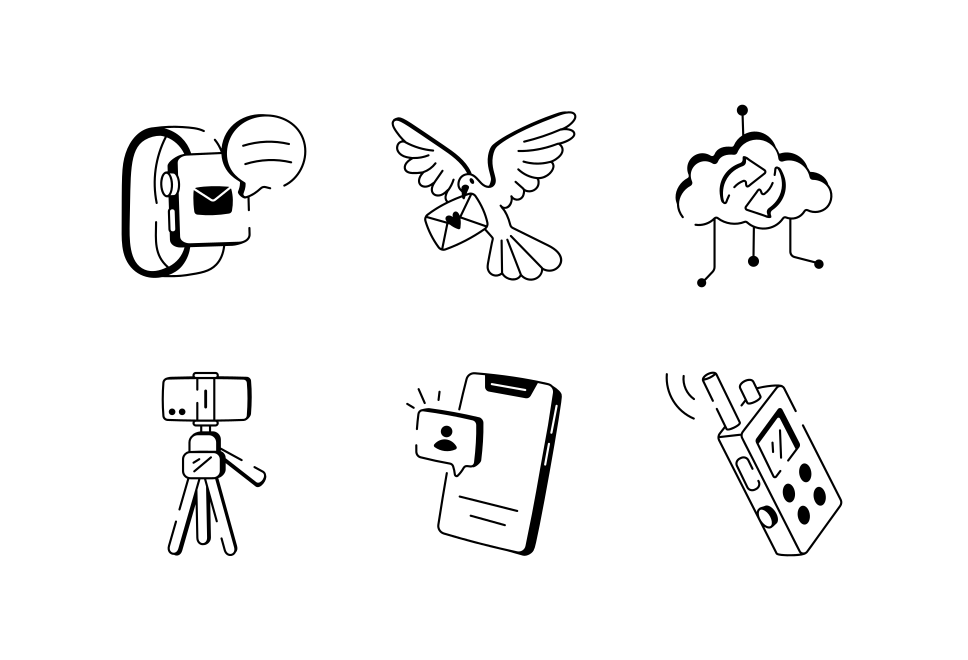 Communication Doodle Icon Set Large Set Preview