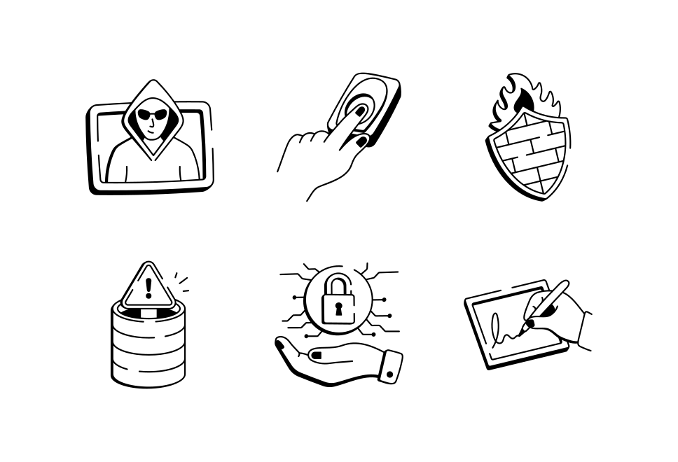 Cyber Security Doodle Icon Set Large Set Preview