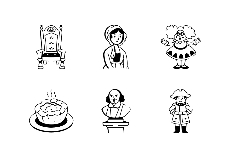 English Doodle Icon Set Large Set Preview