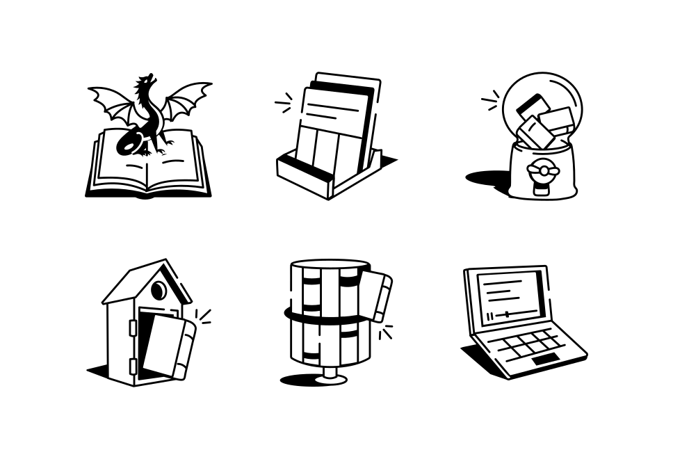 Library Drawing Illustration Set Large Set Preview