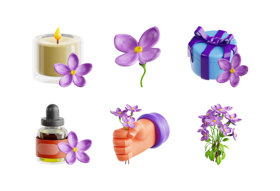 Lilac Flowers Large Set Preview