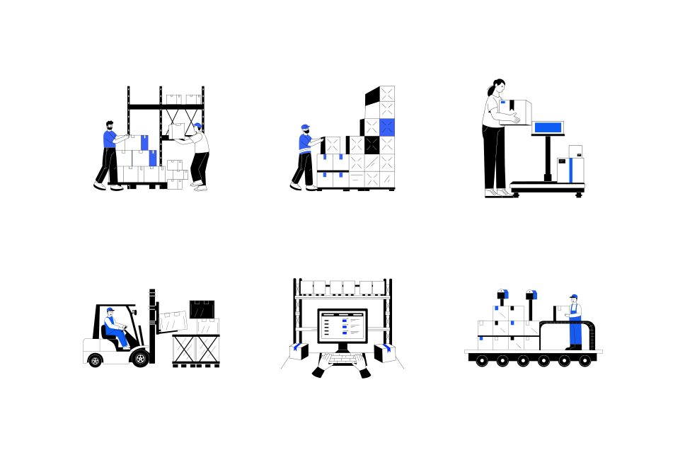 Logistic Shipping Illustration Art Set  Large Set Preview
