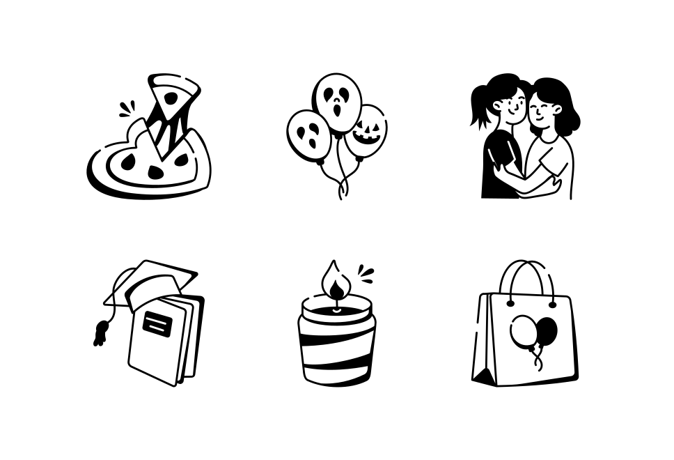 Love and Celebration Doodle Icons Bundle  Large Set Preview