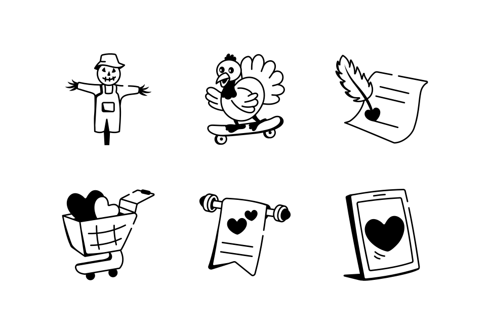 Love and Celebration Doodle Icons Bundle  Large Set Preview