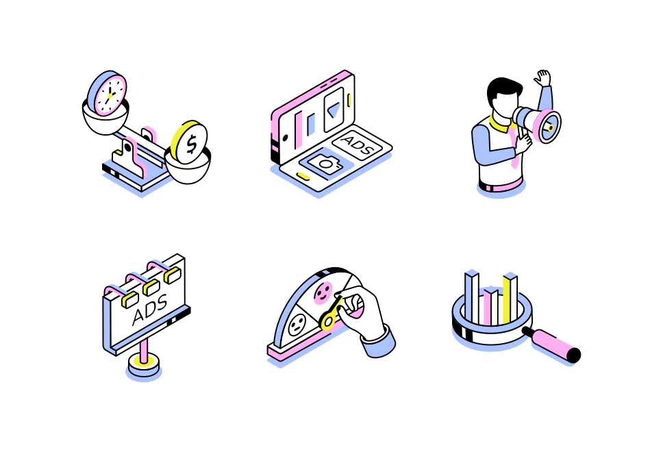 Marketing and Growth Isometric Icons Large Set Preview