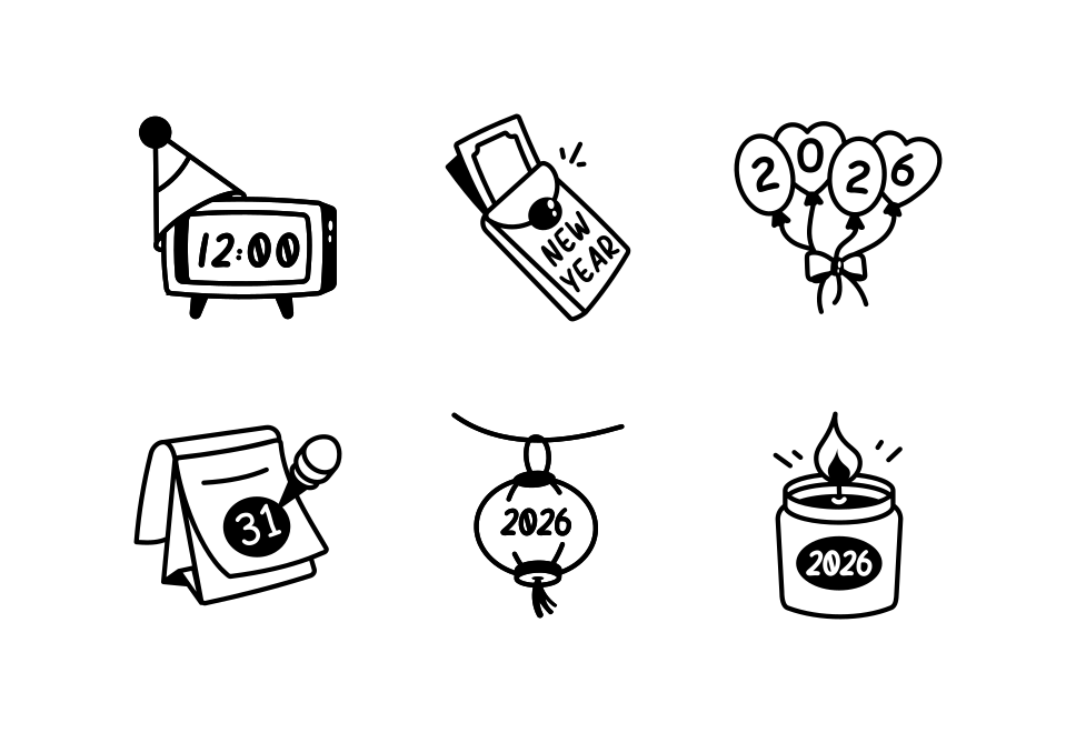 New Year Doodles Art Set Large Set Preview