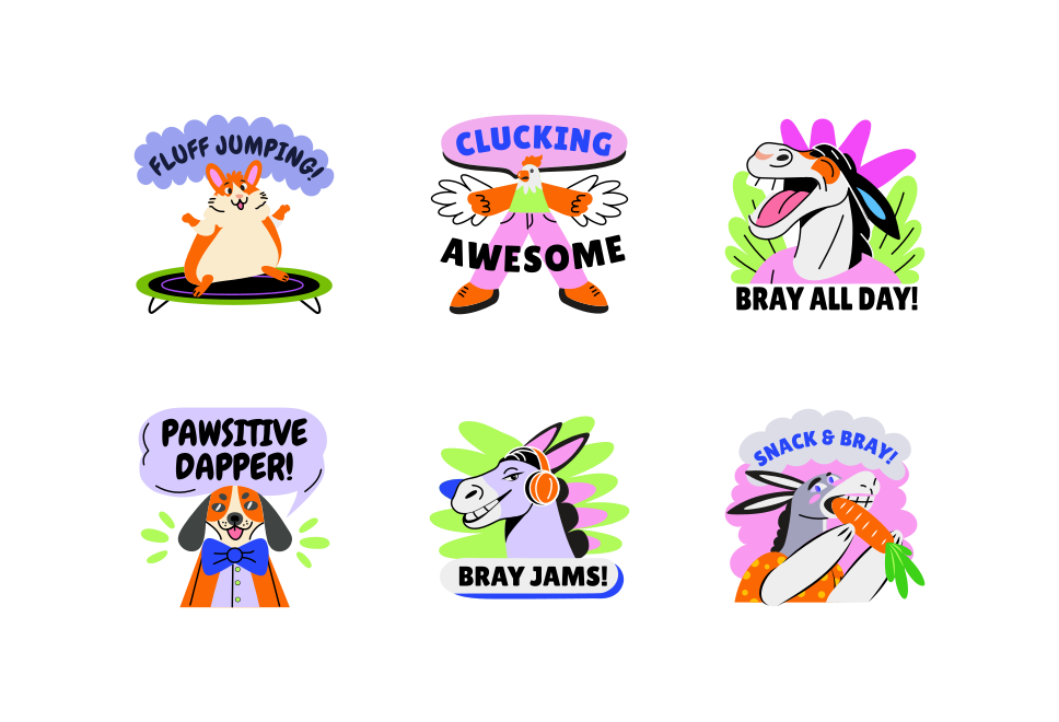 Pet and Animal Stickers Set Large Set Preview