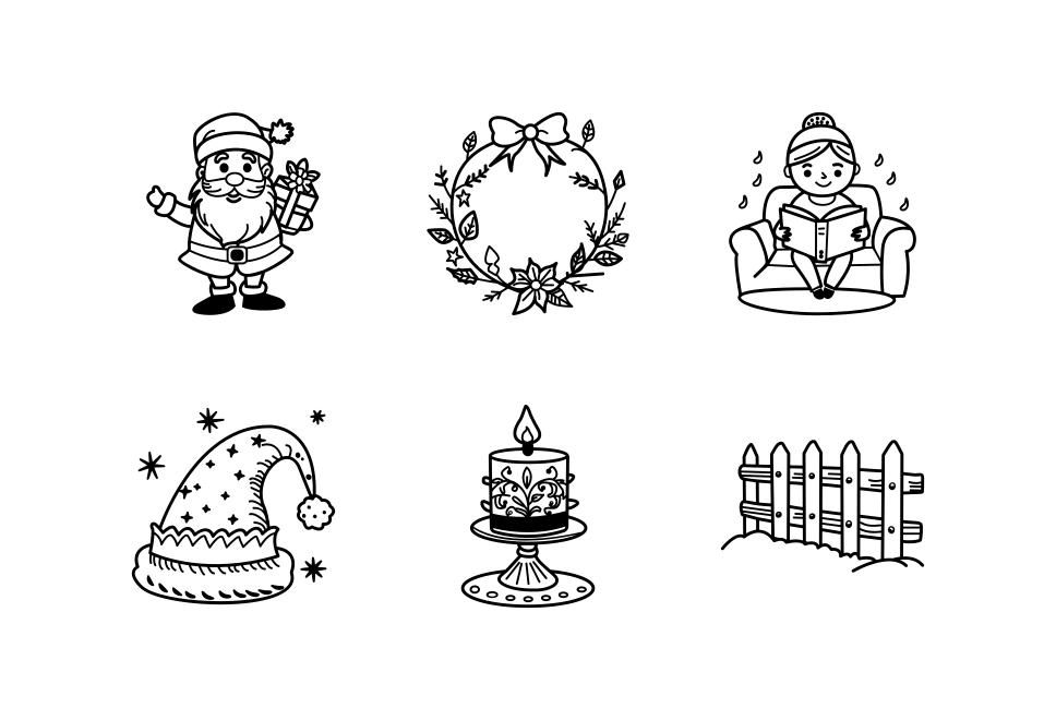 Winter holiday Doodles -  set preview image