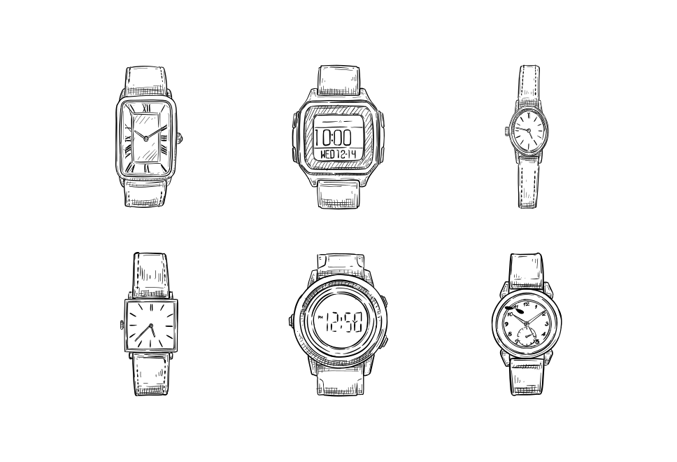 wristwatch handdrawn illustration Large Set Preview