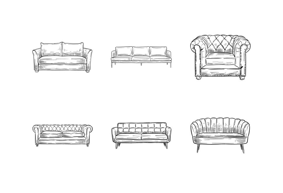 sofa handdrawn illustration Large Set Preview