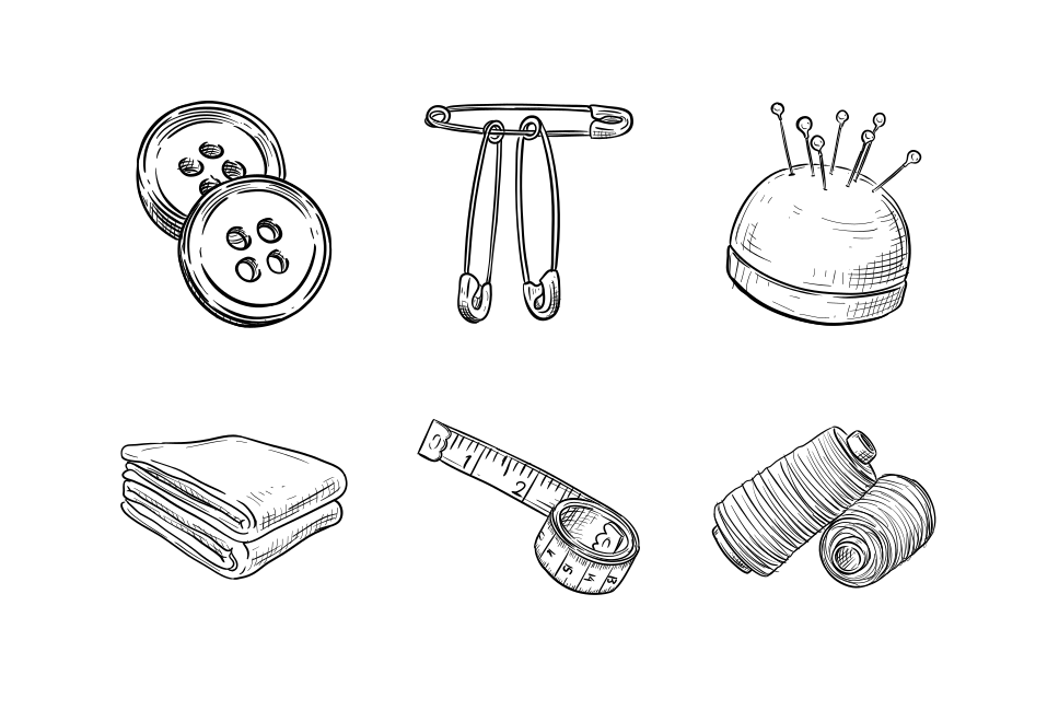 tailor equipment handdrawn collection Large Set Preview
