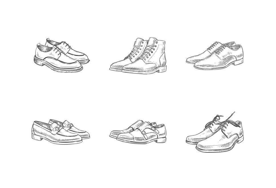 men shoes handdrawn collection Large Set Preview