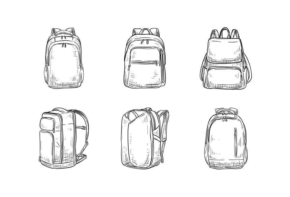 backpack handdrawn collection Large Set Preview