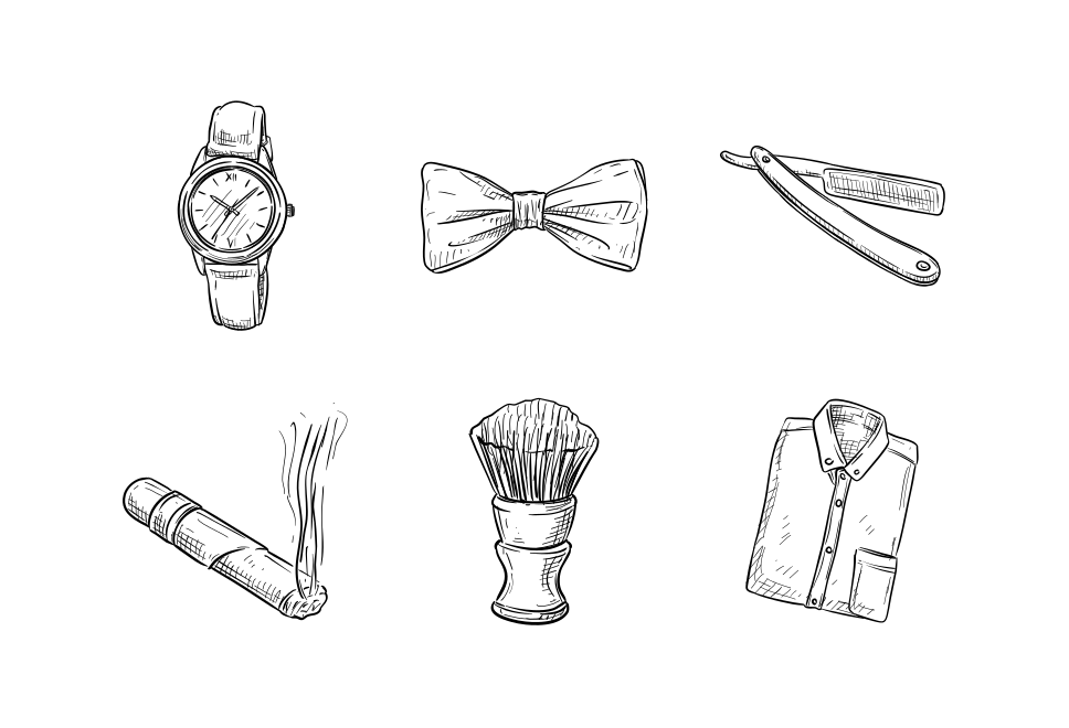 gentleman accessories handdrawn collection Large Set Preview