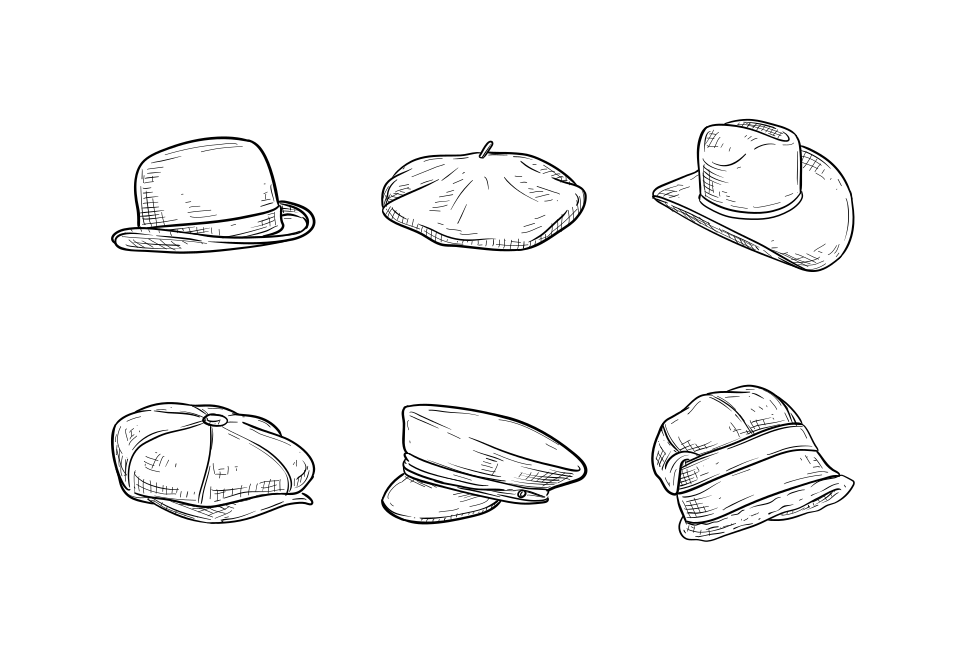 hats handdrawn collection Large Set Preview