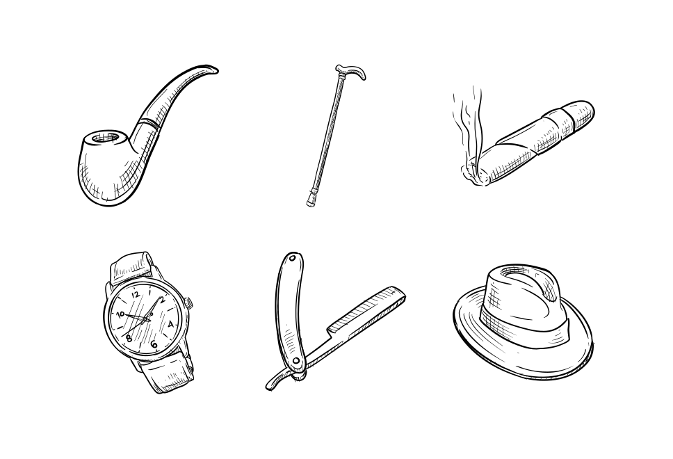 gentleman accessories handdrawn collection Large Set Preview