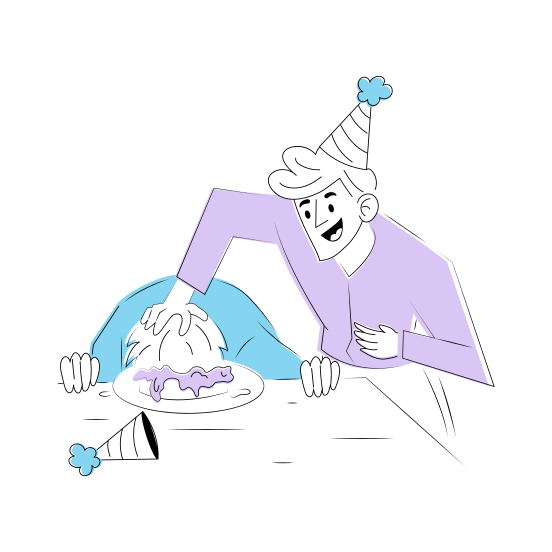 Birthday Prank, Fun, Friends, Celebration, Party illustration