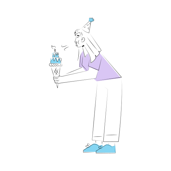 Cake Cone, Blowing Candle, Birthday, Celebration, Party, illustration