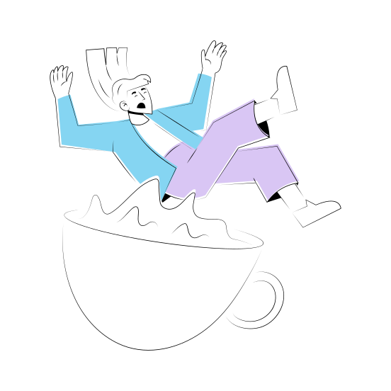 Coffee Addiction, Falling, Caffeine, Tea, Drink illustration