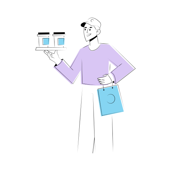 Coffee Delivery, Order, Drinks, Beverage, Delivery Boy illustration