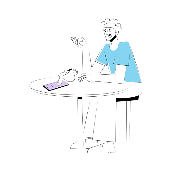 Coffee Spill, Mishap, Unlucky, Sad, Accident illustration