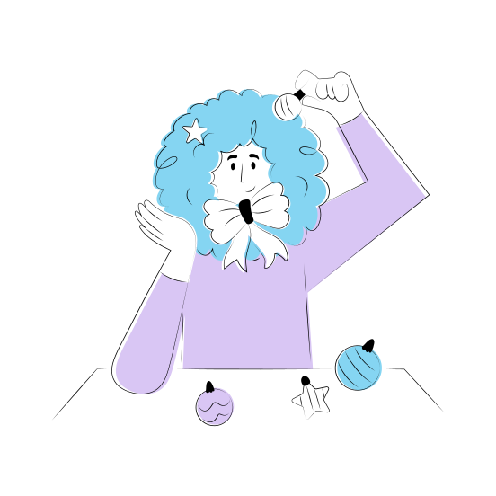 Decorating, Lights, Baubles, Christmas, Celebration illustration