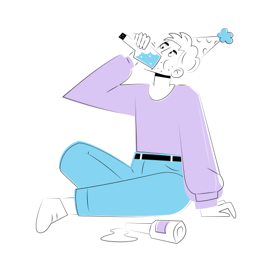 Drunk Man, Alcoholic, Drinking, Sipping, Celebration illustration
