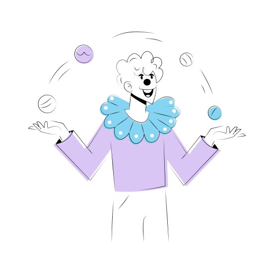 Juggling Balls, Jester, Clown, Entertainer, Fun illustration