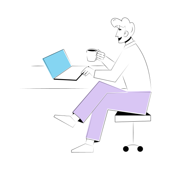 Online Date, Chatting, Conversation, Communication, Drinking Coffee illustration