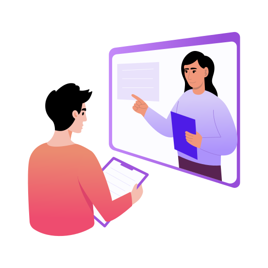 Online Lecture, Academic, Instructor, Teaching, Listening, illustration