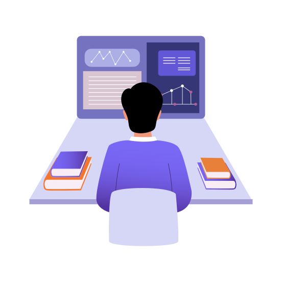 Online Study, Monitor, E Learning, Preparation, Student illustration