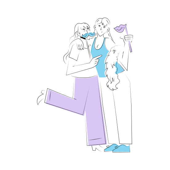 Party Friends, Props, Costume, Fun, Posing illustration