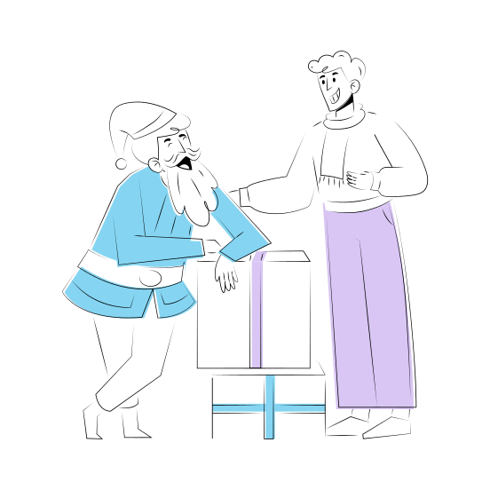 Santa Friends, Fun, Entertaining, Laughing, Celebration illustration