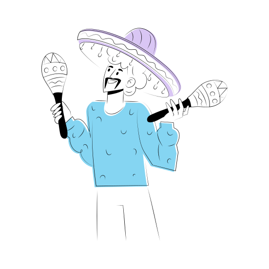 Shaking Maracas, Music, Percussion, Celebration, Festive illustration