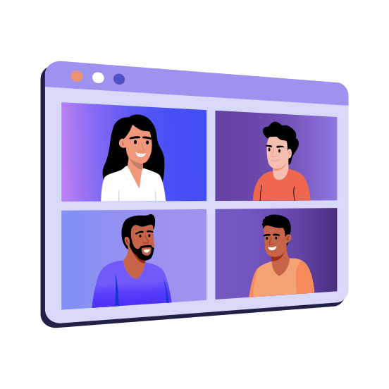 Virtual Classroom, Conference, Participants, Students, Class, illustration